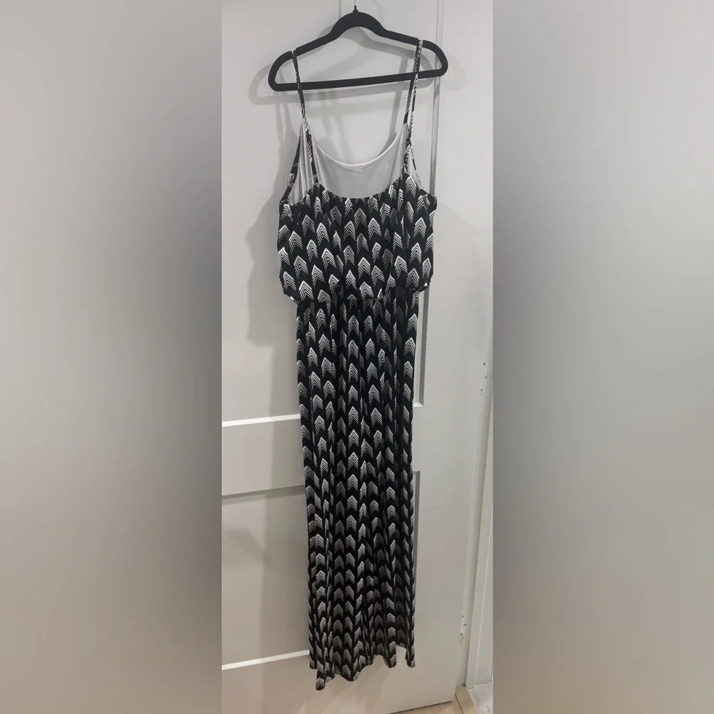 64 Sixty Five Black White Aztec Arrow Print Sleeveless Strappy Jumpsuit, Size S